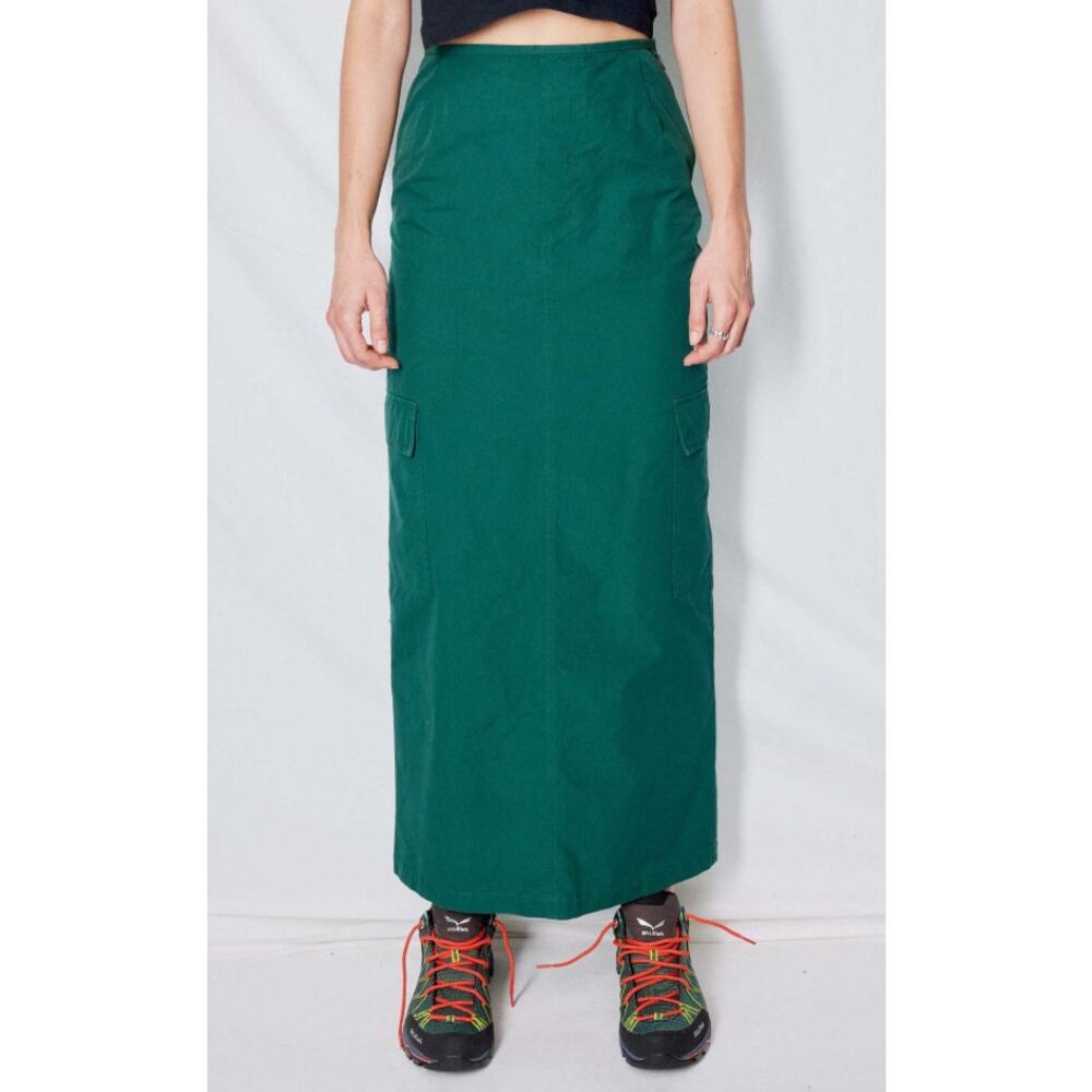 ASSEMBLY NEW YORK Green Sport Poplin Cargo Maxi Skirt Size Small
